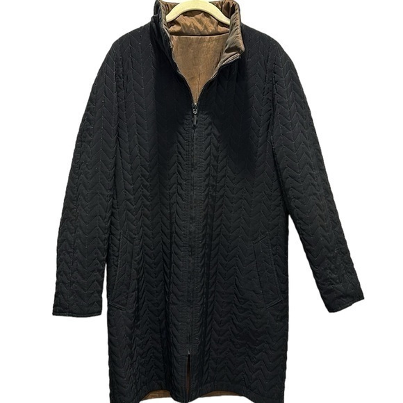 Gallery Black & Bronze Reversible Quilted Zip-up Coat Size Medium RN36232 - Picture 1 of 4